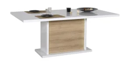 SCIAE Ausziehbarer Esstisch Kaia 180/225x100 - Hochglanz weiß/Eiche