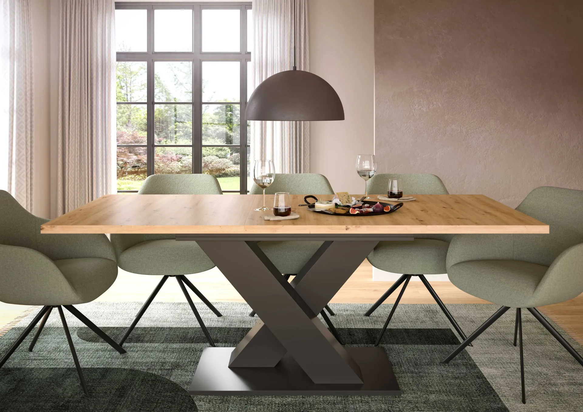 Xonox Ausziehbarer Esstisch Motion von Emob - Artisan/ Grau - 150-190x76x90 cm