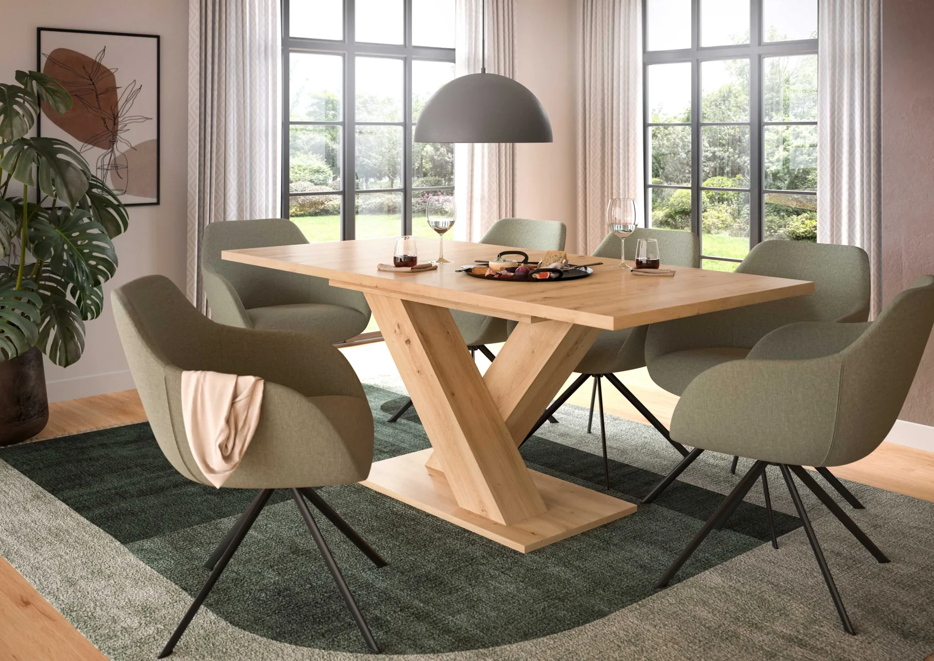Xonox Ausziehbarer Esstisch Motion Emob - Artisan Finish - 150-190x76x90 cm - Natur