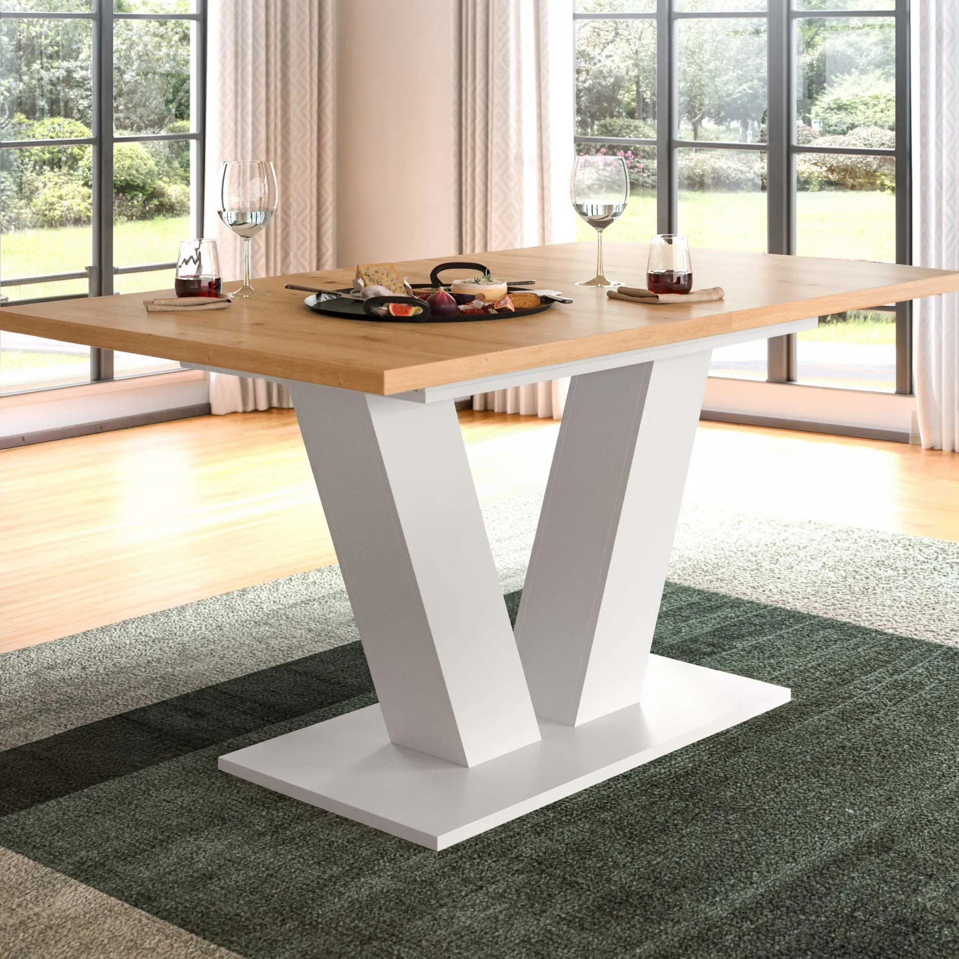Xonox Ausziehbarer Esstisch Motion Emob - Artisan/Weiß - 150-190x76x90 cm