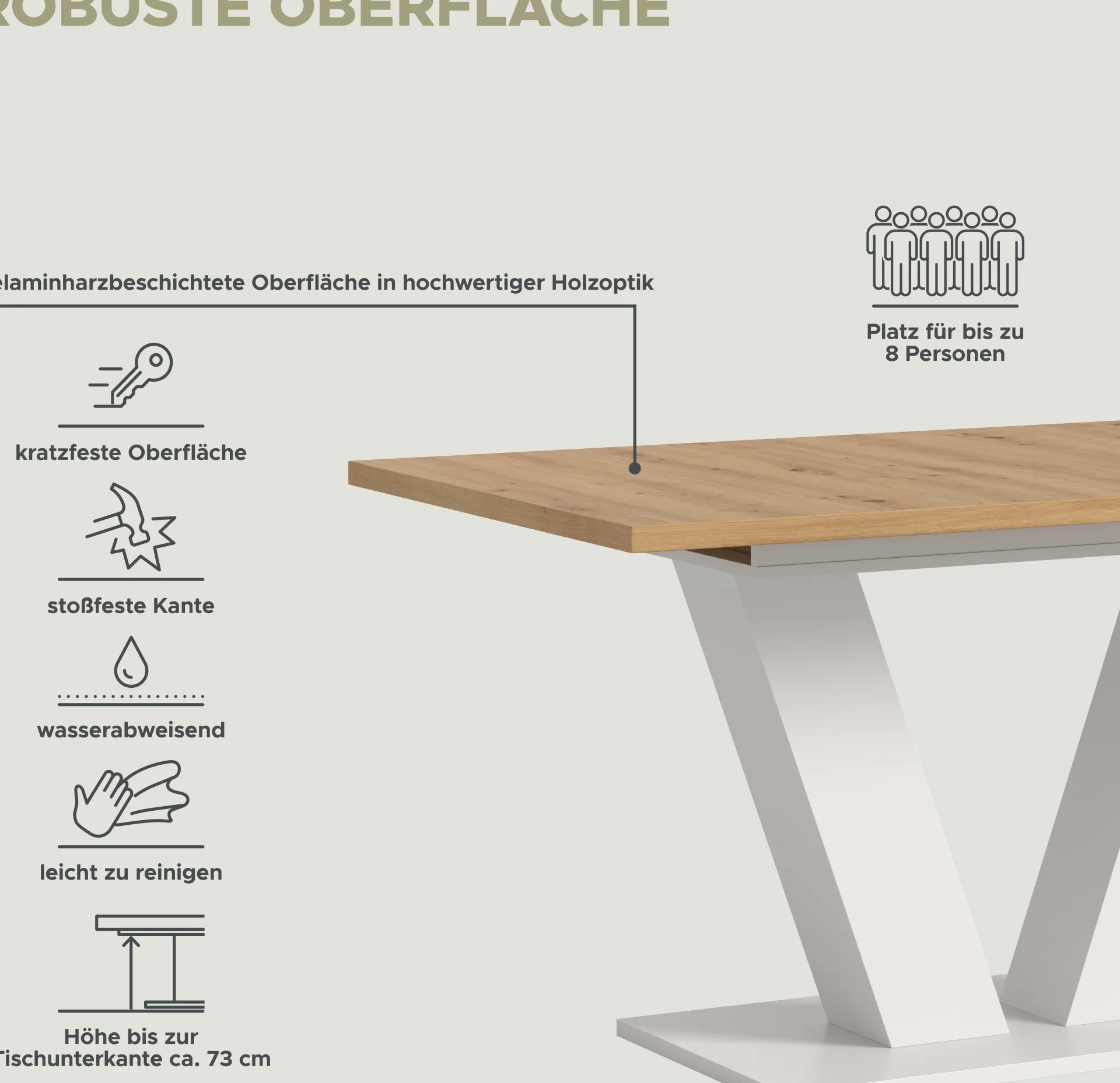 Xonox Ausziehbarer Esstisch Motion Emob - Artisan/Weiß - 150-190x76x90 cm