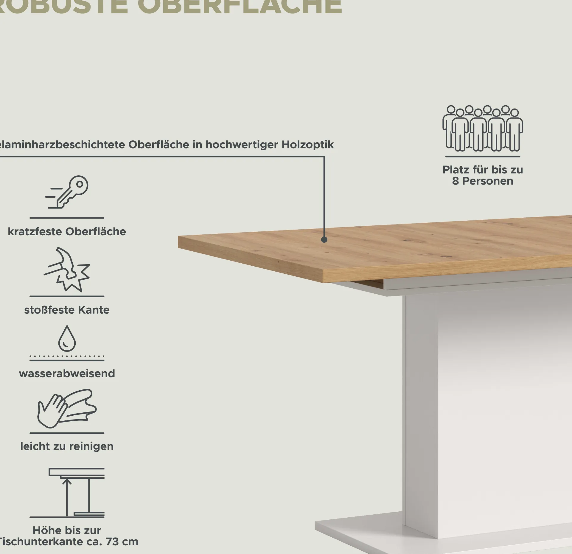 Xonox Ausziehbarer Esstisch Motion Emob - FSC-Holz, 150-190x76x90 cm, weiß/artisan