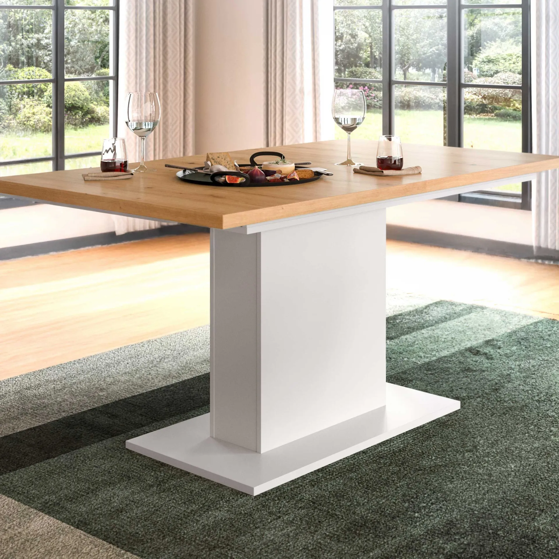 Xonox Ausziehbarer Esstisch Motion Emob - FSC-Holz, 150-190x76x90 cm, weiß/artisan
