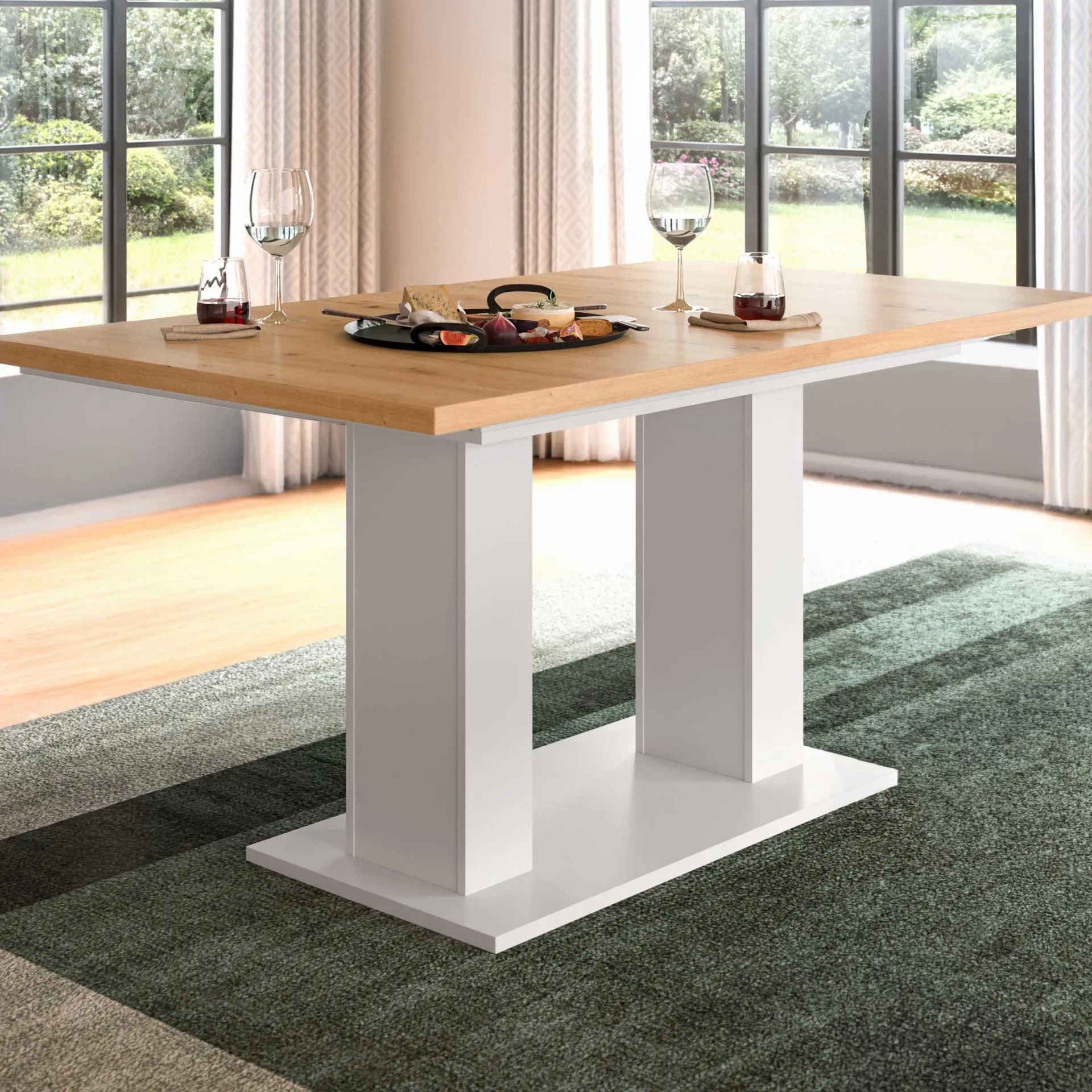 Xonox Ausziehbarer Esstisch Motion Emob - Artisan/Weiß - 150-190x76x90 cm
