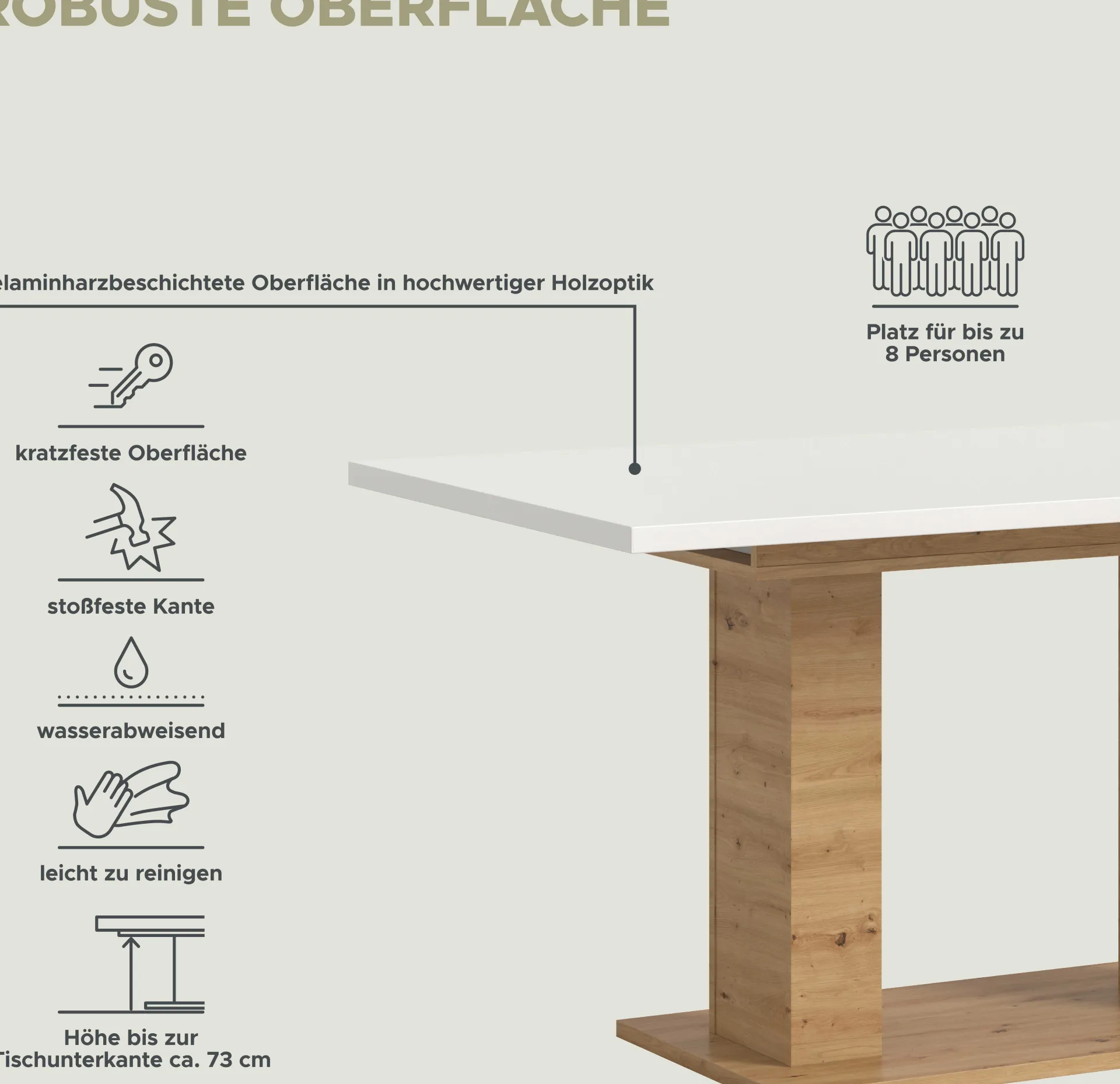 Xonox Ausziehbarer Esstisch Motion Emob - Weiß/Artisan - 150-190x76x90 cm