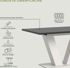 Xonox Ausziehbarer Esstisch Motion Emob - Weiß/Grau - 150-190x76x90 cm
