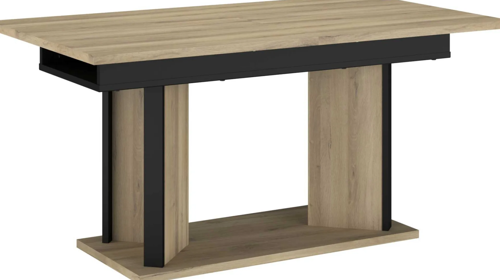 Parisot Ausziehbarer Esstisch Oskar - 160>200x90cm - Eiche Dekor/schwarz