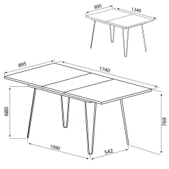 Temahome Ausziehbarer Tisch Jiro 134/174 - Nussbaum
