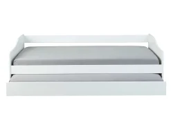 Ausziehbares Bett Leonie | 207 x 96,5 x 62 cm | 100% Melamin beschichtet | Farbe: Weiß