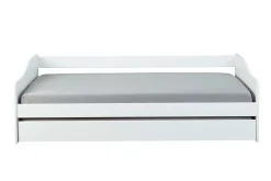 Ausziehbares Bett Leonie | 207 x 96,5 x 62 cm | 100% Melamin beschichtet | Farbe: Weiß