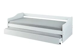 Ausziehbares Bett Leonie | 207 x 96,5 x 62 cm | 100% Melamin beschichtet | Farbe: Weiß