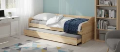 Ausziehbares Bett Leonie | 207 x 96,5 x 62 cm | 100% Melamin beschichtet | Farbe: Blondbraun