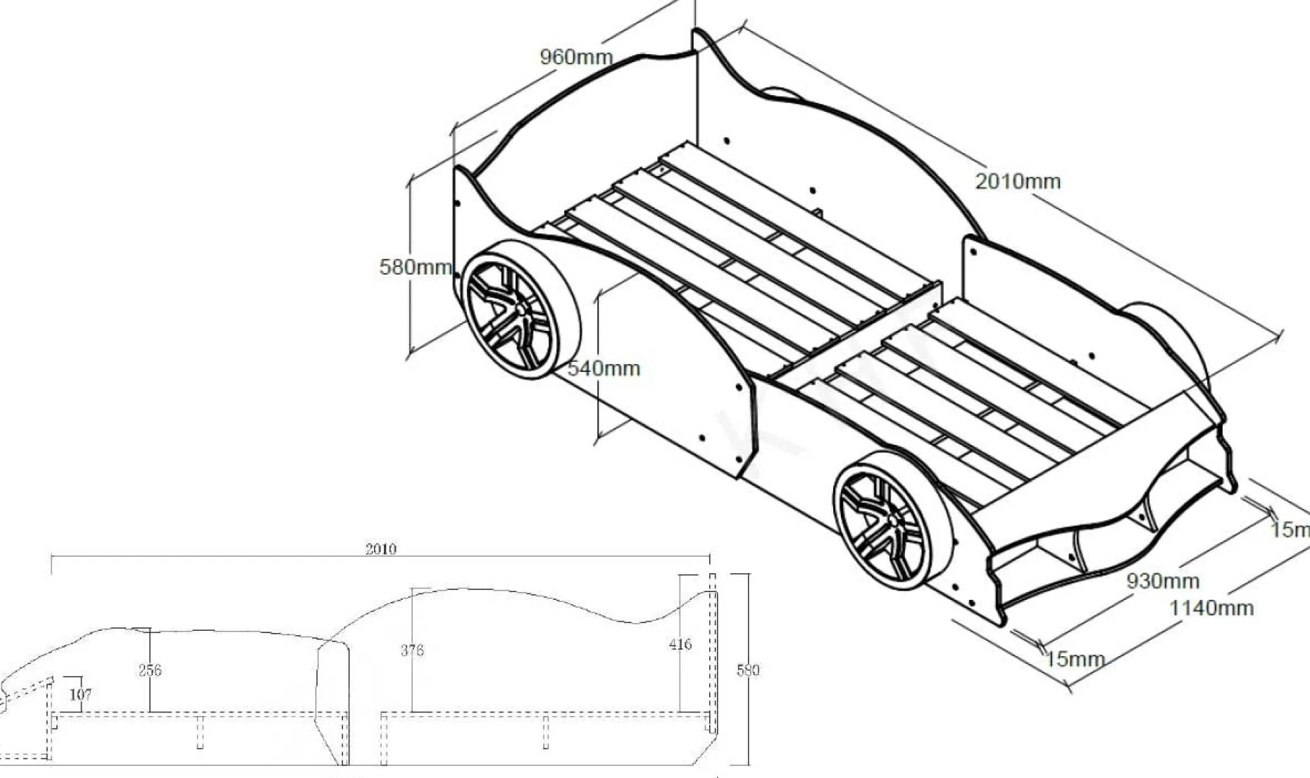 AutoBett Max 90x200cm - weiß