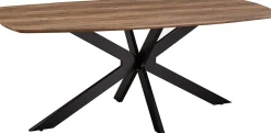 Rousseau Aziz 200 cm Dänischer Ovaltisch mit Mango-Dekor | Metallbeine, MDF-Platte, ABS-Kante | H76 x B200 x T100 cm - 25mm