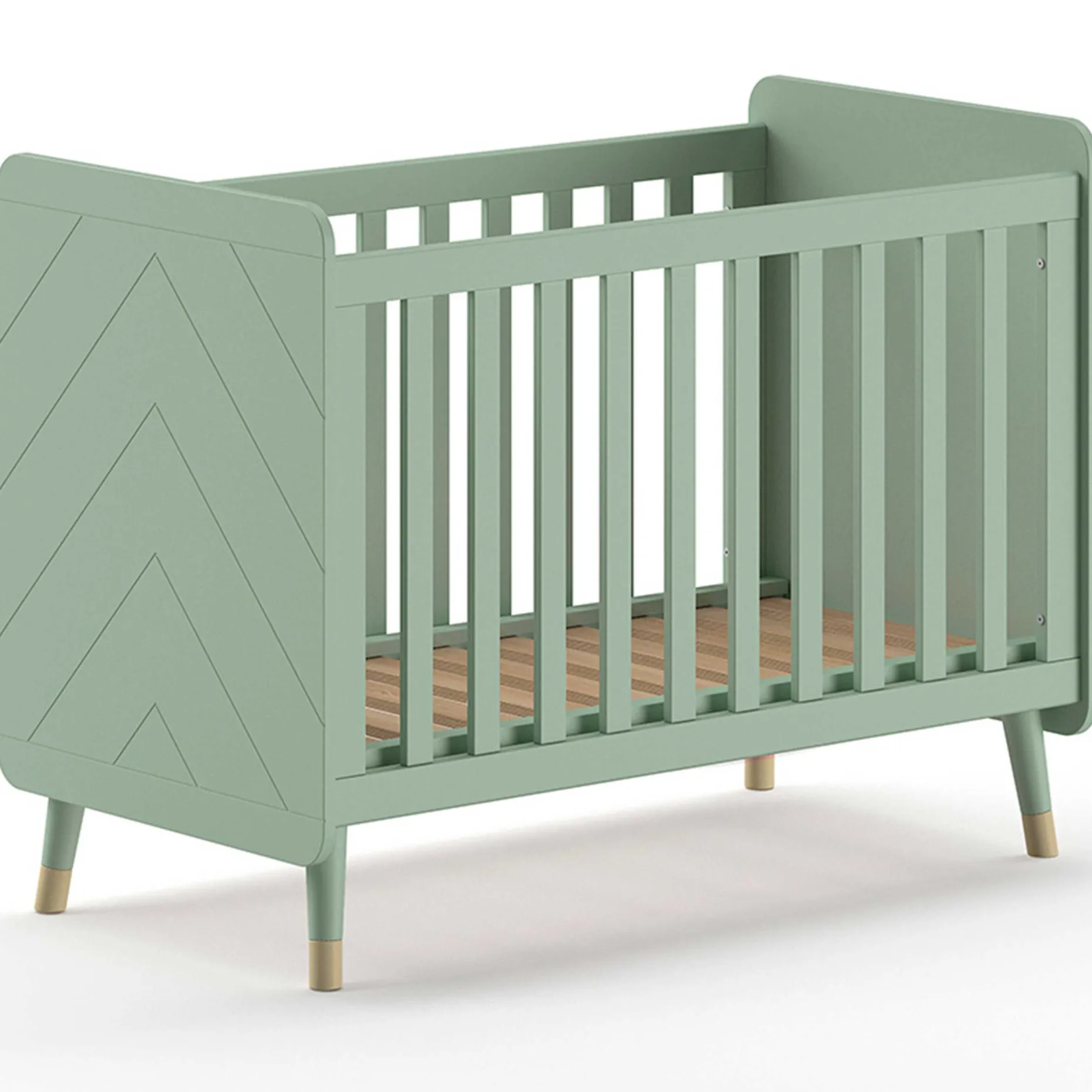 Babybett Billy - 124x68x94 cm - Olivgrün