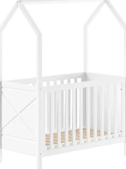 Babybett Scottie - 60x120cm - verstellbarer Lattenrost - Kiefer weiß