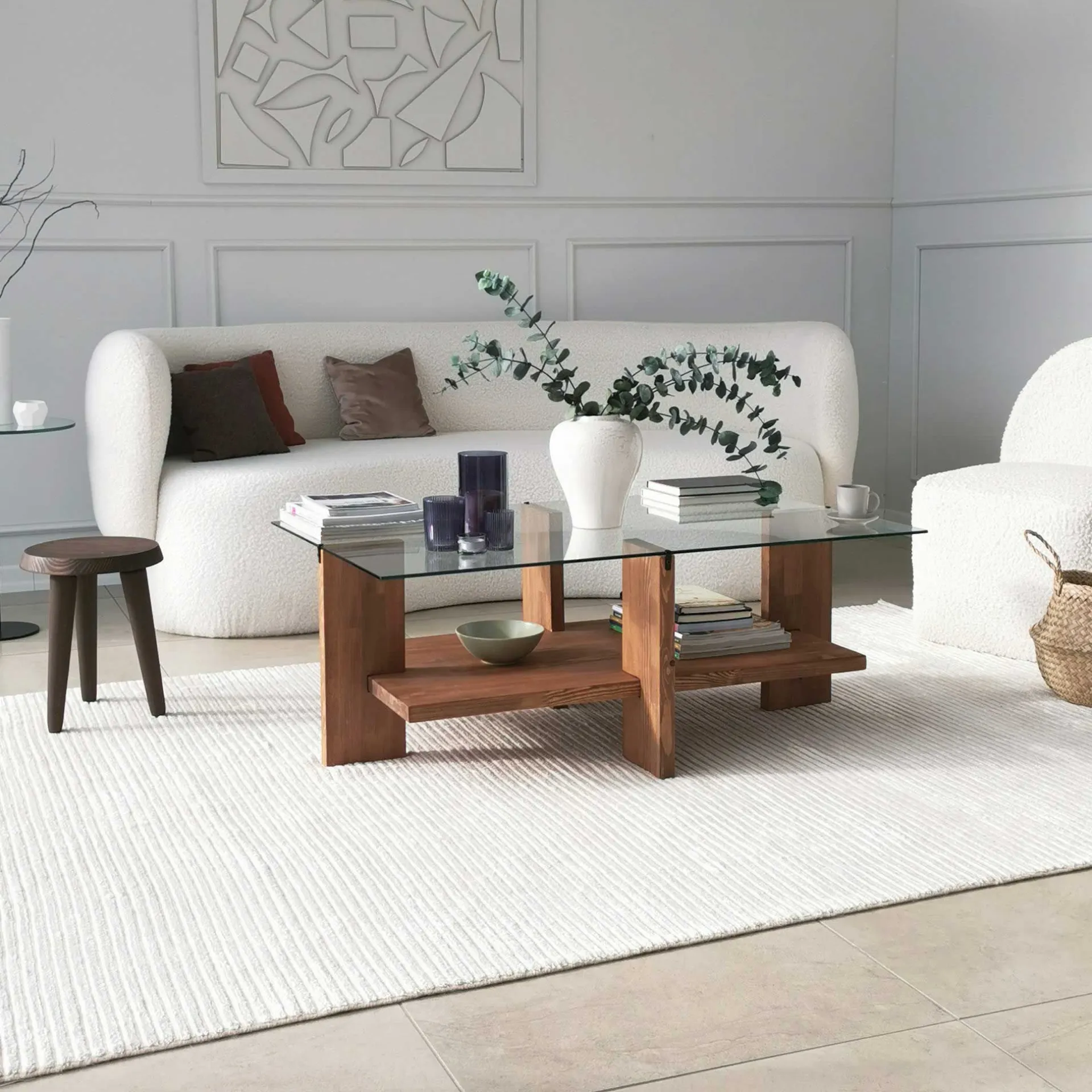 Emob Babylon Couchtisch | GEHÄRTETES GLAS | Holz