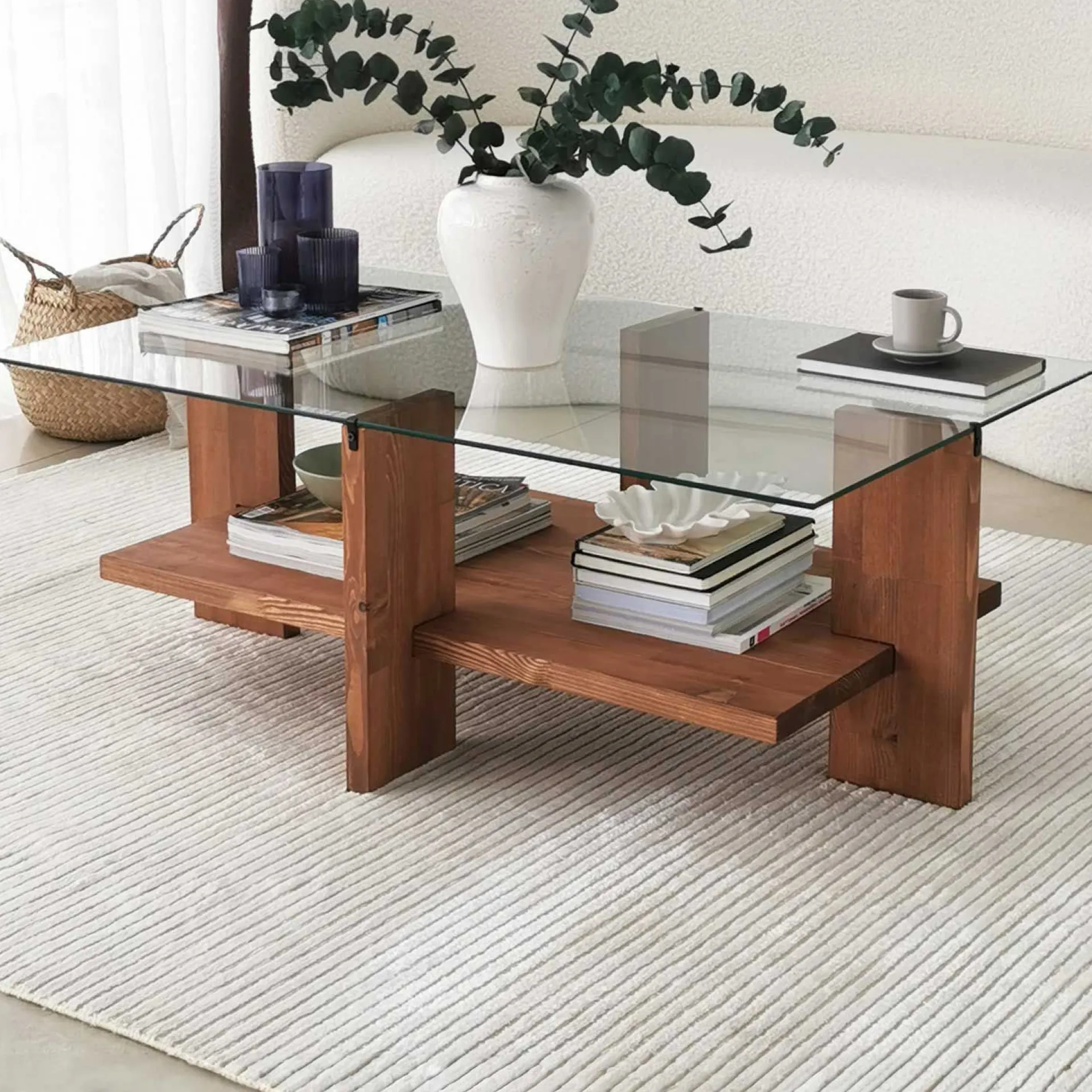 Emob Babylon Couchtisch | GEHÄRTETES GLAS | Holz