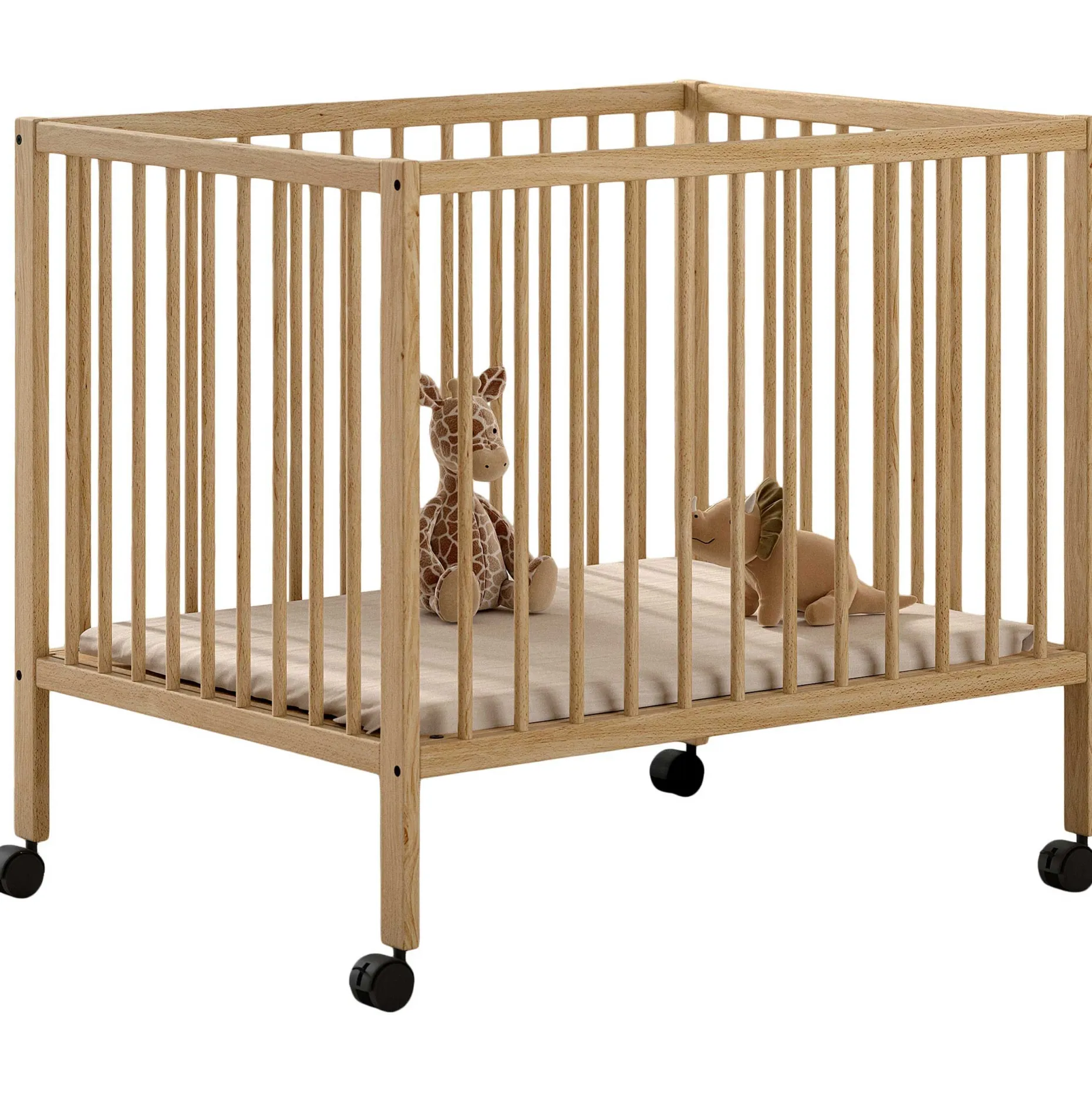 Babypark Dino | 95 x 75 cm | verstellbar | Massivholz Buche