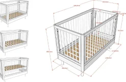 Babyzimmer Forrest: Babybett 60x120cm, Kommode mit Windelregal - Weißbuche