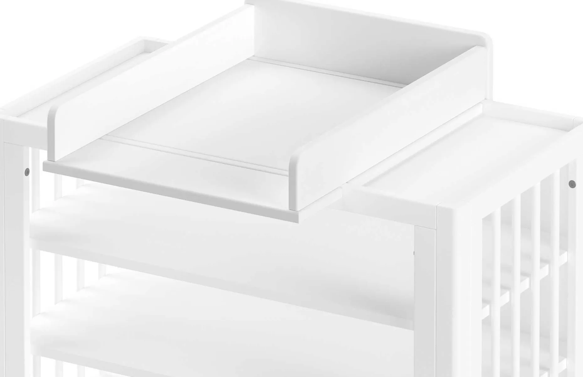 Babyzimmer Forrest: Babybett 60x120cm, Wickeltisch, Kleiderschrank - Weißbuche