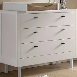 Babyzimmer Forrest: Babybett 70x140cm, Kommode mit Windelregal - Weißbuche