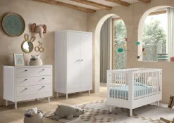 Kinder Vipack Babyzimmer Forrest: Babybett 60x120cm, Kommode, Kleiderschrank - buche