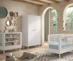 Kinder Vipack Babyzimmer Forrest: Babybett 60x120cm, Wickeltisch, Kleiderschrank - buche
