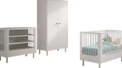 Kinder Vipack Babyzimmer Forrest: Babybett 60x120cm, Wickeltisch, Kleiderschrank - buche