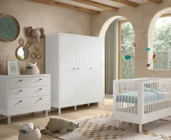 Kinder Vipack Babyzimmer Forrest: Babybett 60x120cm, Kommode, Kleiderschrank - buche