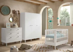Kinder Vipack Babyzimmer Forrest: Babybett 60x120cm, Kommode, Kleiderschrank - buche