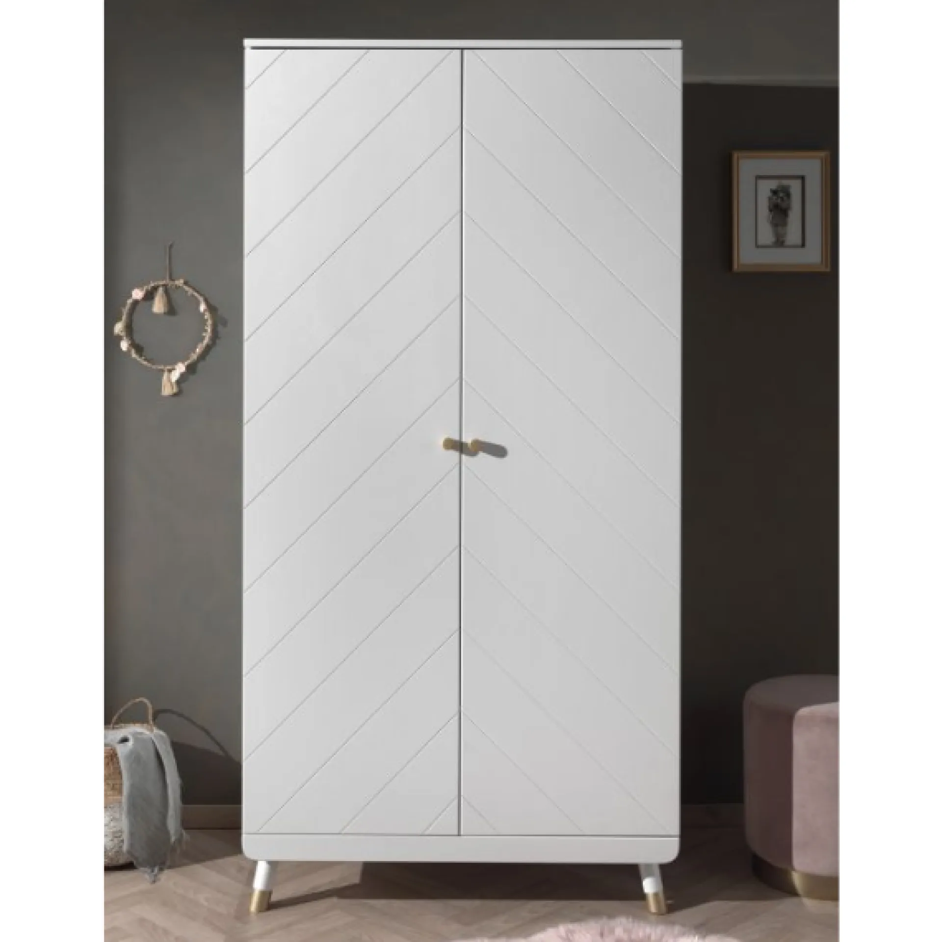 Kinder Vipack Babyzimmer-Set Billy - Zweitüriger Kleiderschrank, Kommode, Wickeltisch & Babybett - MDF/
