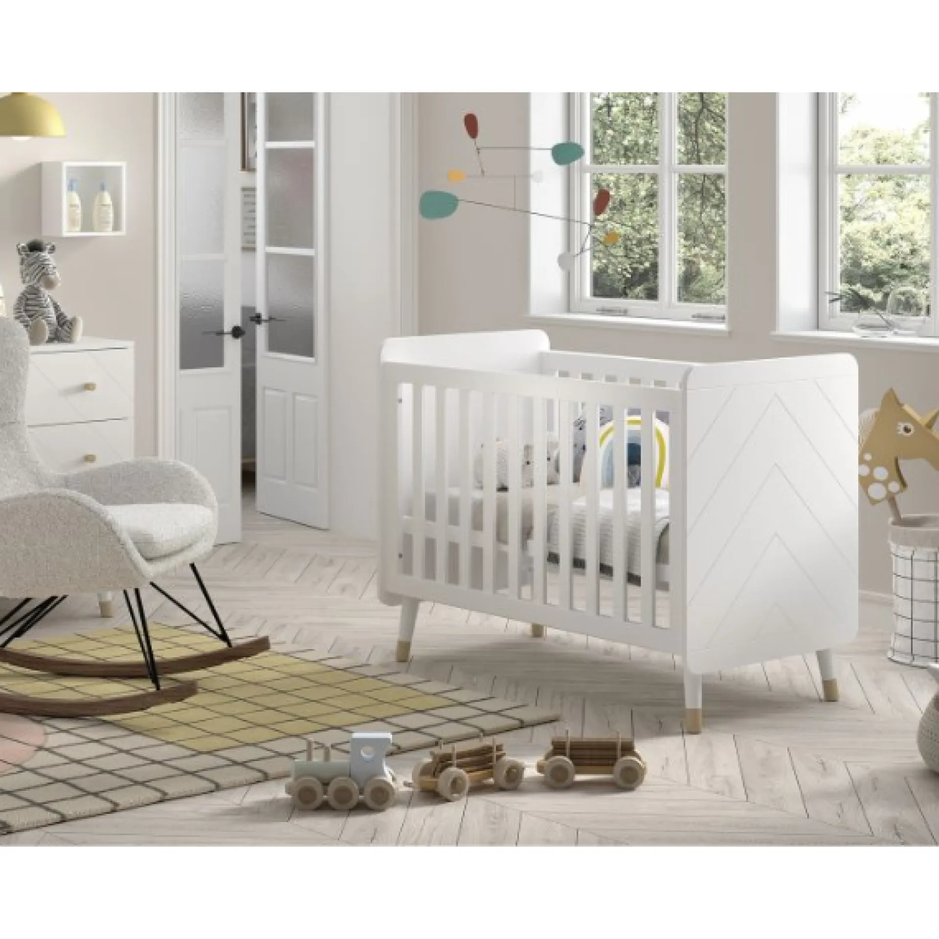 Kinder Vipack Babyzimmer-Set Billy - Zweitüriger Kleiderschrank, Kommode, Wickeltisch & Babybett - MDF/
