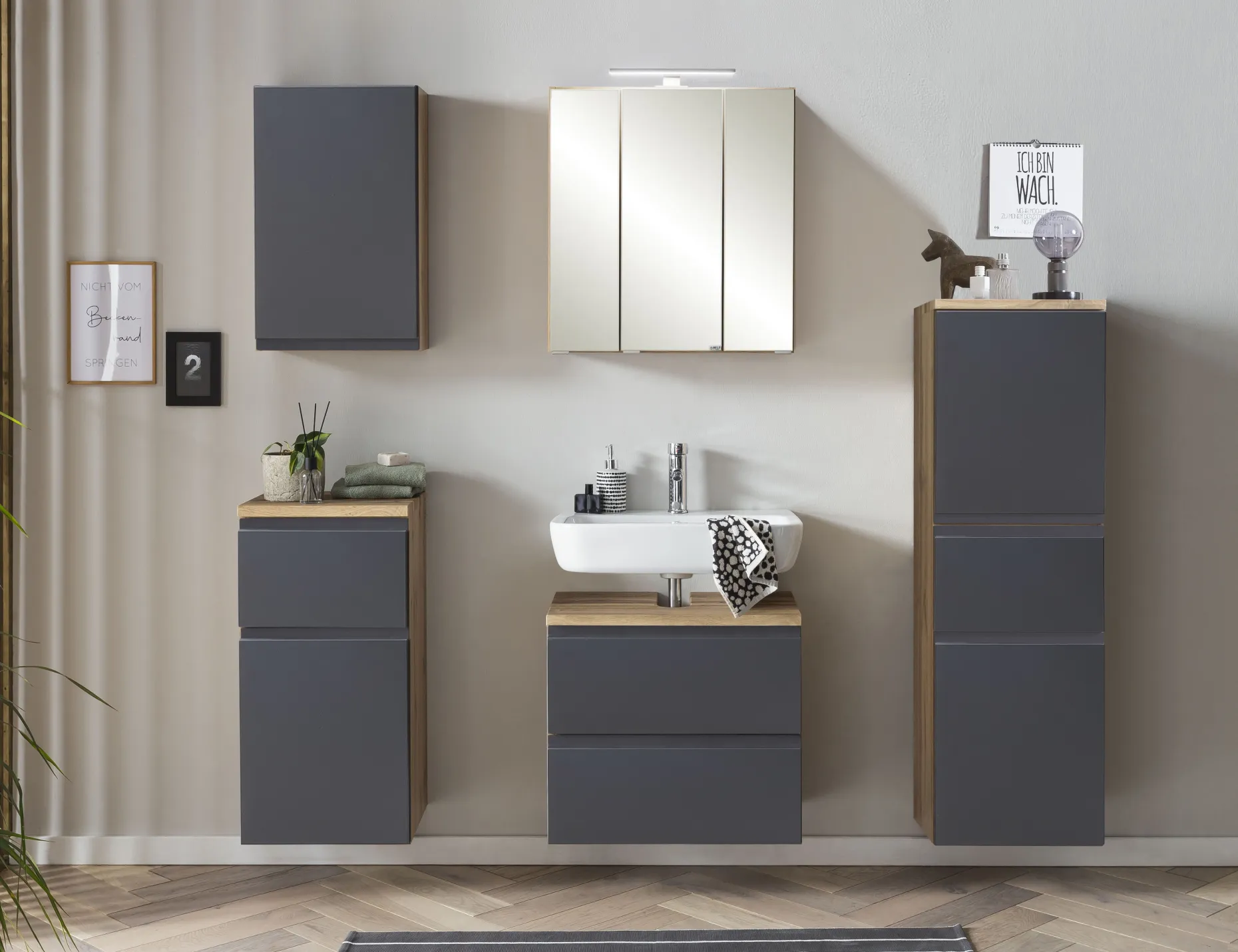 Badezimmer-Anrichte Varese | 40 x 35 x 64 cm | Grau