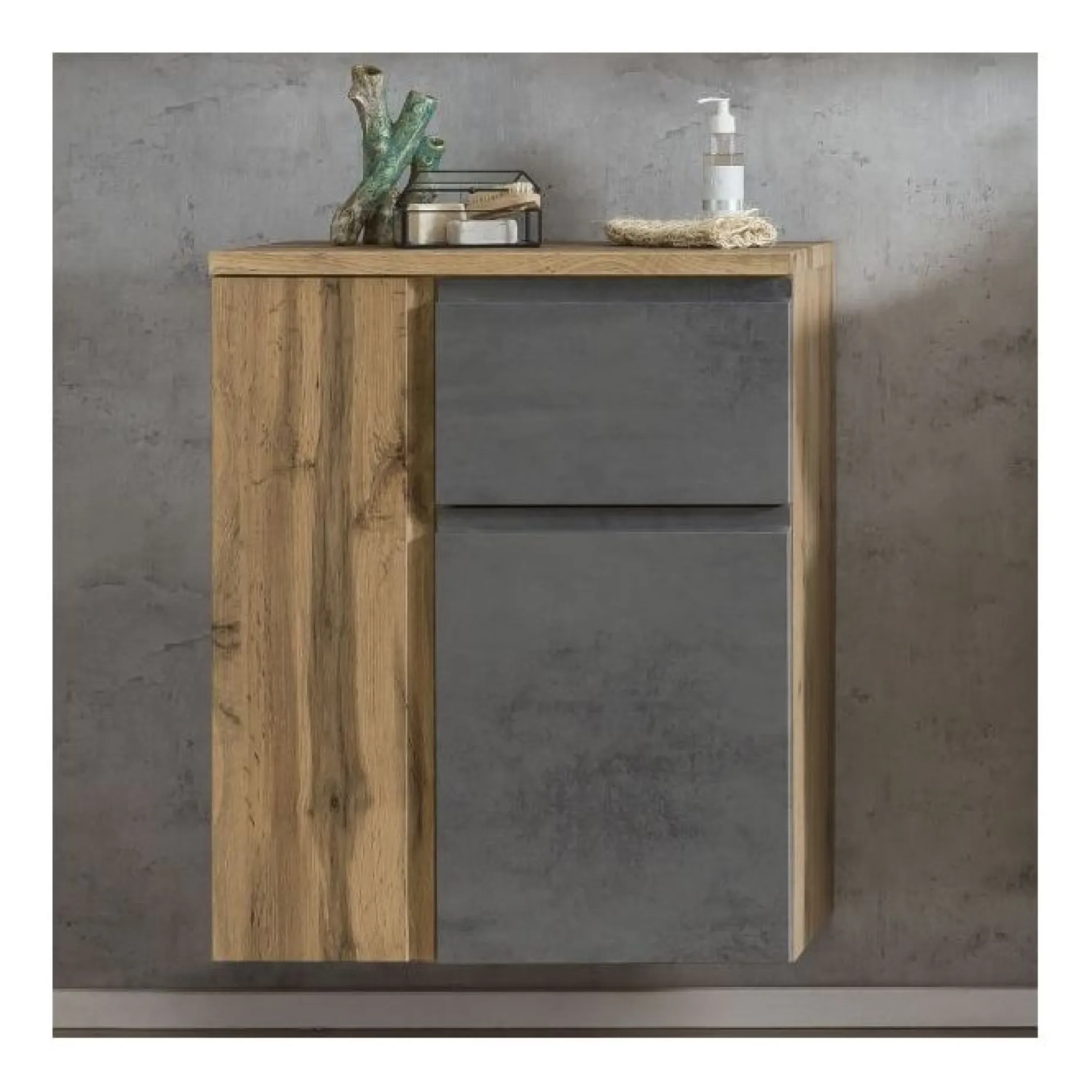 Badezimmer Anrichte Varese | 65 x 35 x 64 cm | Farbe Beton
