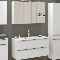 Held Badezimmerkombination Hansen 2 Waschbecken und Spiegelschrank 100cm -
