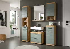Badezimmerkombination Scout Xonox - Sagegrün & Artisan Eiche - 60x191x34 cm