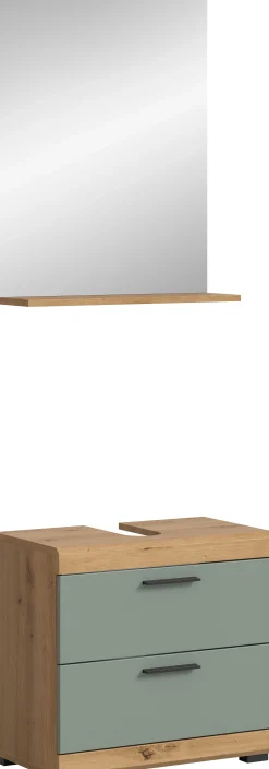Badezimmerkombination Scout Xonox - Sagegrün & Artisan Eiche - 60x191x34 cm