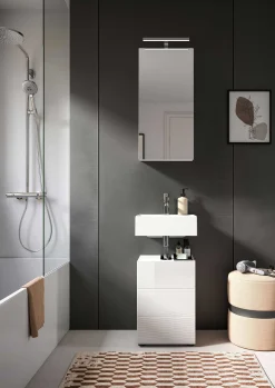 Badezimmerkombination Vira Xonox - Melamin Glashochglanz - 38x190x34 cm - Weiß