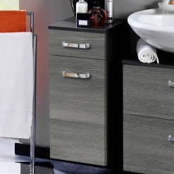 Badezimmerschrank Bobbi 30cm 1 Schublade und 1 Tür - graphit/graue Eiche