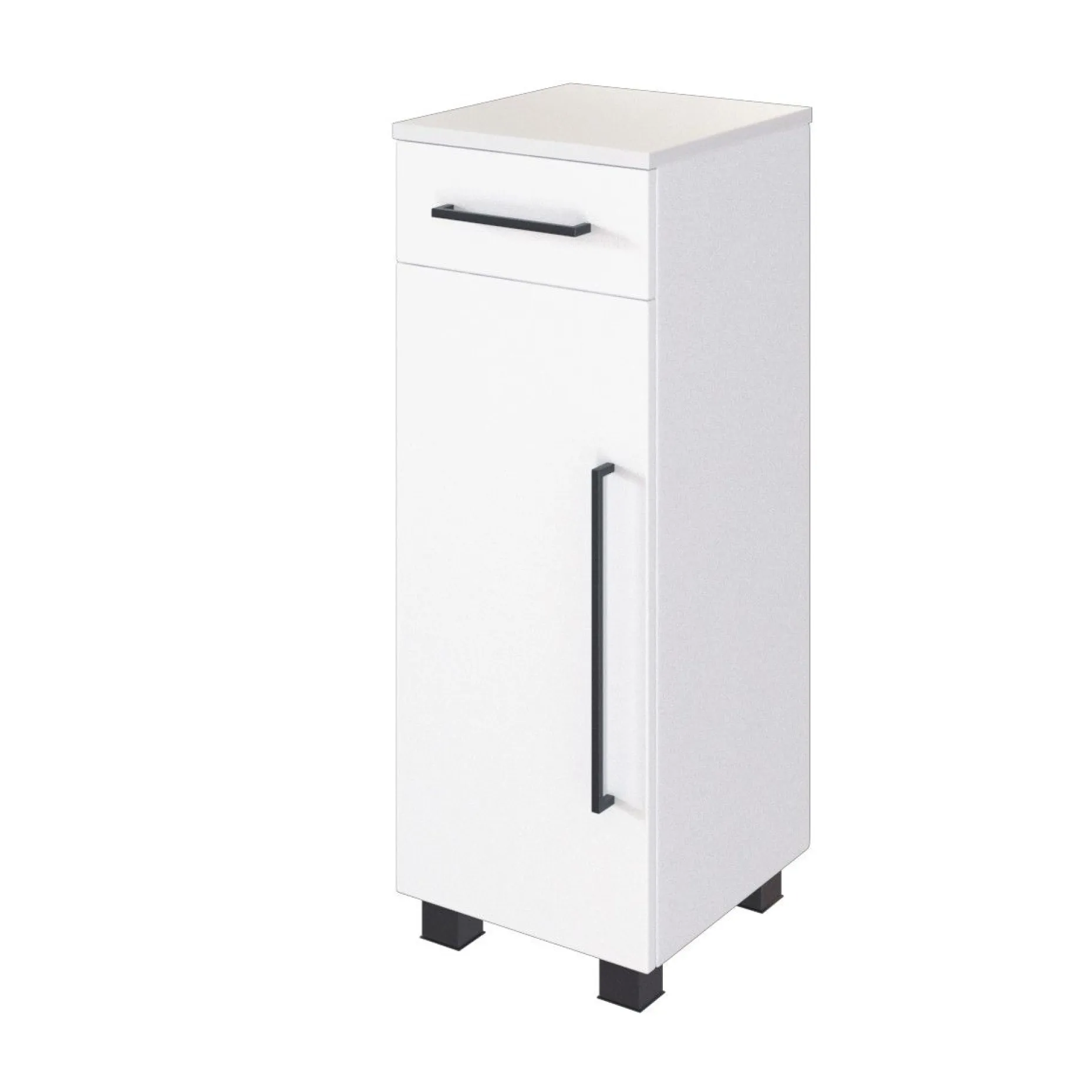 Badezimmerschrank Dusan 30 cm mit 1 Tür und 1 Schublade - weiß