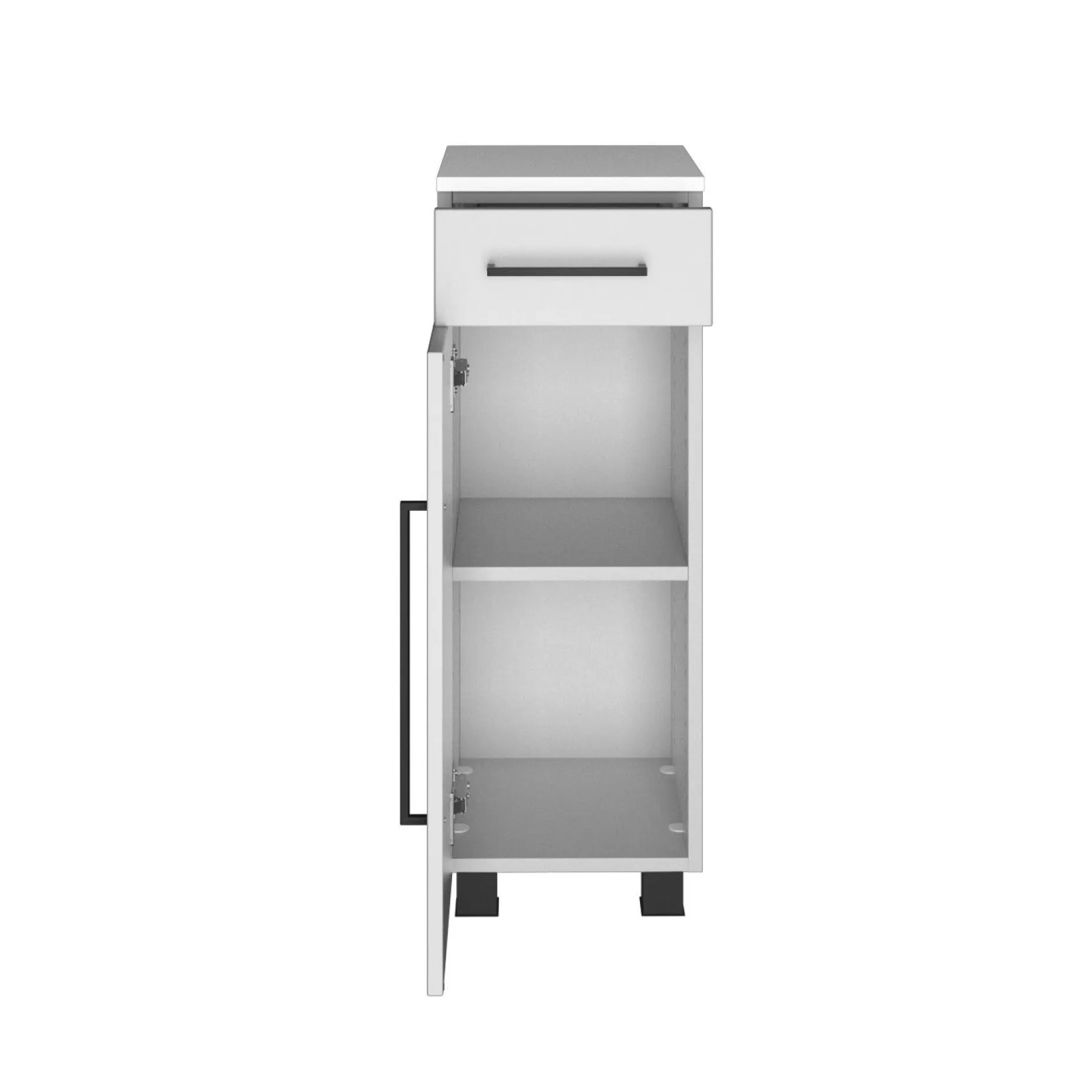 Badezimmerschrank Dusan 30 cm mit 1 Tür und 1 Schublade - weiß