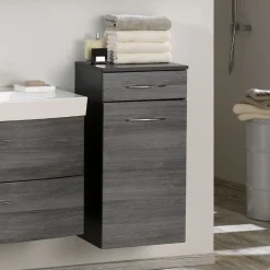 Badezimmerschrank Florent 40cm 1 Tür und 1 Schublade - graphit/graue Eiche