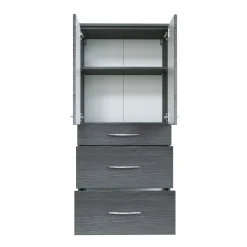 Badezimmerschrank Florent 60cm 2 Türen und 3 Schubladen - graphit/graue Eiche