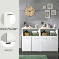 Badezimmerschrank Ice Xonox - Weiß Hochglanz - 120x82x30 cm