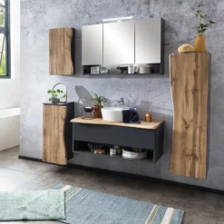 Badezimmerschrank Karan 37cm 1 Tür - Eiche/anthrazit