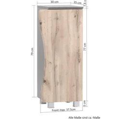 Badezimmerschrank Karan 37cm 1 Tür - Eiche/anthrazit