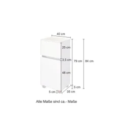 Badezimmerschrank Kornel/Luna 40cm 1 Tür und 1 Schublade - Graphitgrau/Eiche