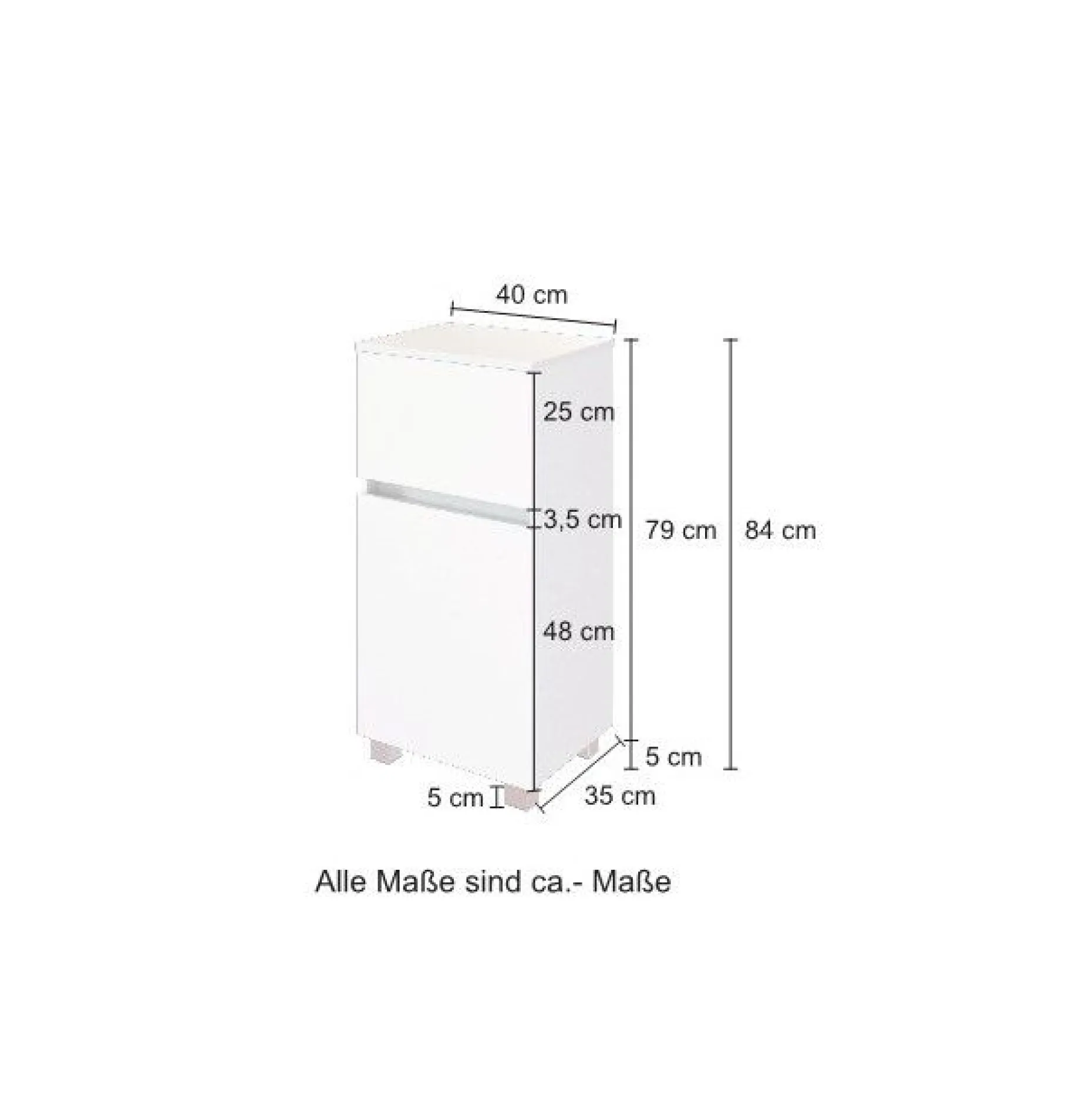 Badezimmerschrank Kornel/Luna 40cm 1 Tür und 1 Schublade - Graphitgrau/Eiche