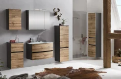 Badezimmerschrank Kornel/Luna 40cm 1 Tür und 1 Schublade - Graphitgrau/Eiche